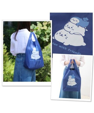 Mother garden しろたん らっこいぬ らむね ポケット付きエコバッグ 《お友達と一緒》 お友達と一緒