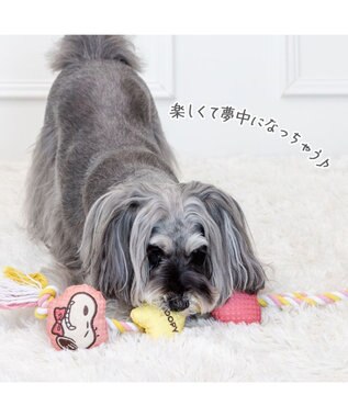 PET PARADISE スヌーピー ロング ロープ トイ ピンク×イエロー