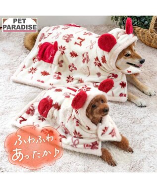 PET PARADISE ディズニー ミッキーマウス 着る毛布 《ニット柄》 小型犬 ホワイト×レッド