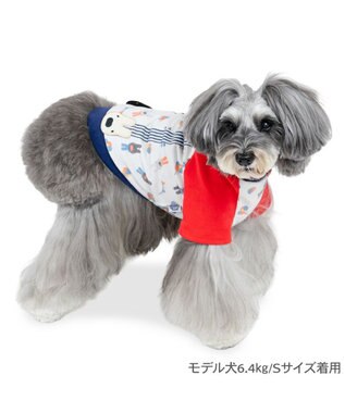 PET PARADISE リサとガスパール Ｔシャツ 《二人飛び柄》 小型犬 ホワイト×ネイビー