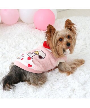 PET PARADISE スヌーピー ポケット付きベスト 《ハート柄》 小型犬 ピンク（濃）