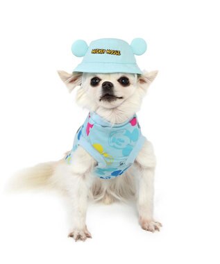 PET PARADISE ディズニー ミッキーマウス バケットハット付き Tシャツ 小型犬 ブルー