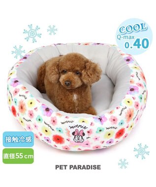 PET PARADISE ディズニー ミニーマウス 花柄 丸型  クール カドラーベッド（55cm）