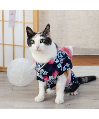 PET PARADISE ペットパラダイス 浴衣 《紫陽花》 小型犬 ネイビー×ピンク