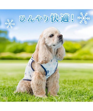 PET PARADISE リサとガスパール 接触冷感 タンクトップ 《マリン柄》 中型犬 大型犬 ホワイト×ネイビー