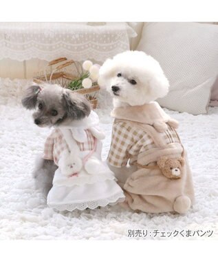 PET PARADISE ペットパラダイス チェック うさぎ スカート 小型犬 ホワイト×ピンク