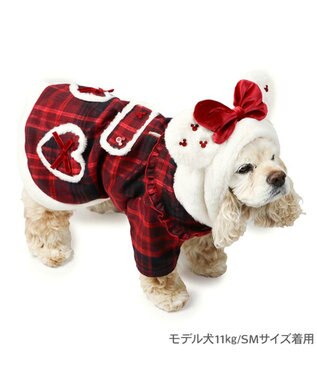 PET PARADISE ディズニー ミニーマウス チェックコート 中型犬 レッド×ホワイト