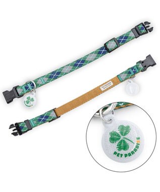 PET PARADISE ペットパラダイス チェック柄 首輪 ＳＭ 中型犬 グリーン