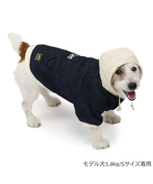 PET PARADISE Ｌｅｅ ニット デニム パーカー 小型犬 紺(ネイビー・インディゴ)