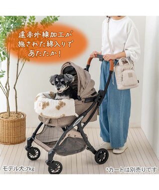 PET PARADISE ペットパラダイス くまちゃん織り 遠赤外線 カート用 クッション ホワイト×ブラウン