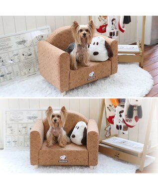 PET PARADISE スヌーピー ソファ 顔クッション付き 小型犬 ベージュ