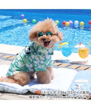 PET PARADISE スヌーピー 背中開き アロハシャツ 小型犬 グリーン