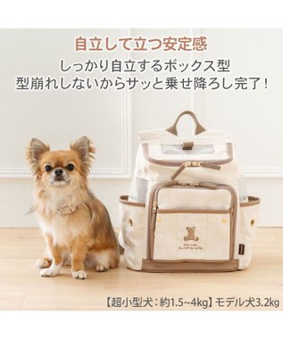 PET PARADISE ペットパラダイス くまちゃん帆布 ハグ＆リュック Ｓ 超小型犬 ホワイト×ブラウン