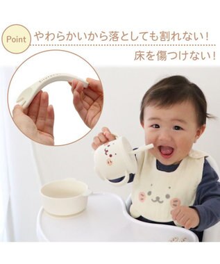 Mother garden しろたん シリコン ベビー食器セット 《顔ぼん柄》  箱入り ホワイト
