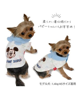 PET PARADISE ディズニー ミッキーマウス サーモキープ Tシャツ 《風船柄》 小型犬 ホワイト×ブルー