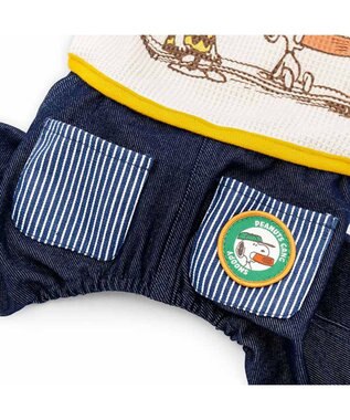 PET PARADISE スヌーピー  ワッペン パンツつなぎ 中型犬 ベージュ×ネイビー