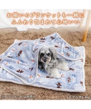 PET PARADISE リサとガスパール 遠赤外線 ボアマット 《雪編み柄》 ブルー