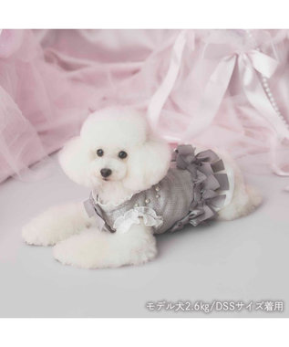 PET PARADISE cherircouture ヘムリボンツイードベスト 《グレー》 小型犬 グレー