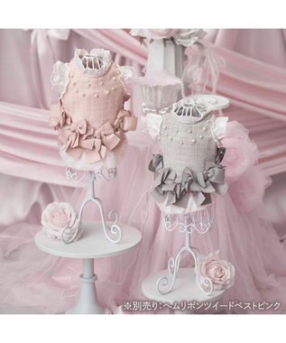 PET PARADISE cherircouture ヘムリボンツイードベスト 《グレー》 小型犬 グレー
