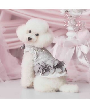PET PARADISE cherircouture ヘムリボンツイードベスト 《グレー》 小型犬