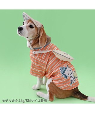 PET PARADISE スヌーピー お揃いTシャツ マルチボーダー 《オレンジ》 中型犬 大型犬 オレンジ