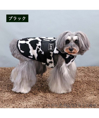 PET PARADISE Lee 背開き ボアベスト 牛柄 《ブラック》 小型犬