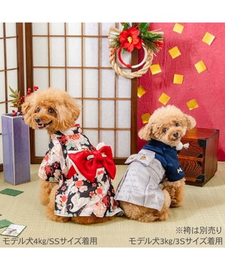 PET PARADISE ペットパラダイス 鶴華着物 小型犬 ブラック×レッド