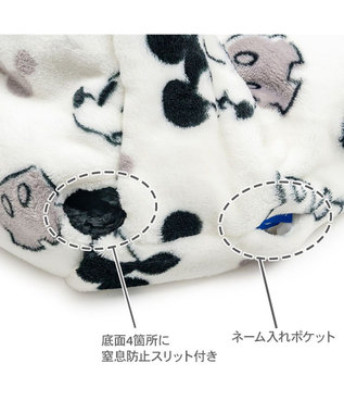 PET PARADISE ディズニー ミッキーマウス 白黒 筒型寝袋 Ｍ ホワイト×ブラック
