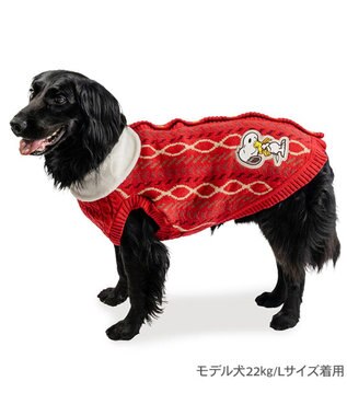 PET PARADISE スヌーピー ハグ 背開き ニット 《レッド》 中型犬 大型犬 レッド