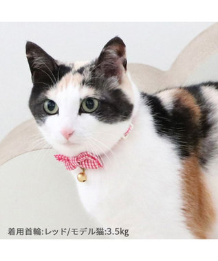 PET PARADISE ペットパラダイス 猫 首輪 ギンガムチェック 《レッド》 小サイズ/中サイズ レッド