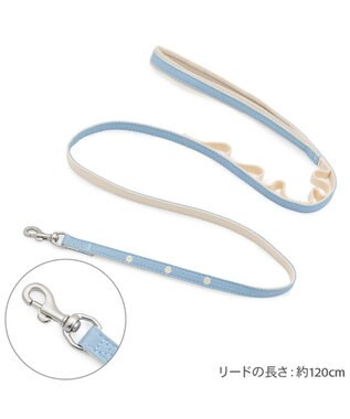 PET PARADISE ペットパラダイス 小花柄 デニム リード Ｍ～Ｌ 大型犬 ブルー