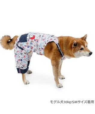 PET PARADISE スヌーピー アメフト オーバーオール 中型犬 ホワイト×ネイビー