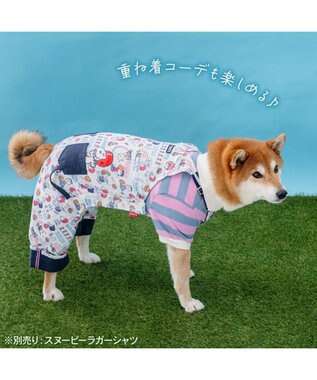 PET PARADISE スヌーピー アメフト オーバーオール 中型犬 ホワイト×ネイビー