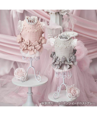 PET PARADISE cherircouture ヘムリボンツイードベスト 《ピンク》 小型犬 ピンク