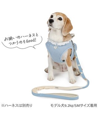 PET PARADISE ペットパラダイス 小花柄 デニム リード Ｍ～Ｌ 大型犬 ブルー