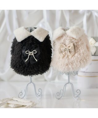 PET PARADISE cherircouture ドットリボン ポンチョ 《ブラック》 小型犬 ブラック