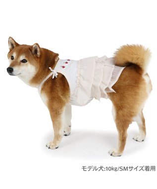 PET PARADISE ペットパラダイス エコメッシュ キャミソール 《苺刺繍》 中型犬 大型犬 ホワイト×ピンク