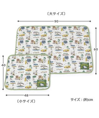 PET PARADISE 犬 クール マット 冷感 スヌーピー 柔らか サーフ 柄クールマット (48×40cm)  四角 接触冷感 カーキ