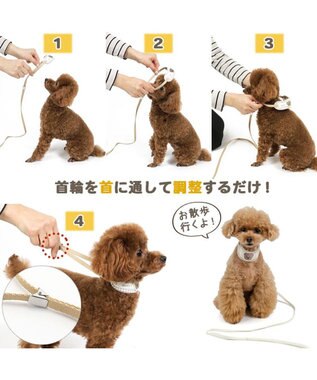 PET PARADISE ペットパラダイス リード付き首輪 《くまちゃん》 小型犬 ベージュ