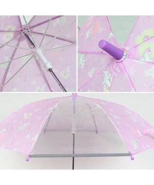 Mother garden マザーガーデン ユニコーン子供用 長傘  45/50/55cm  《ハピネス柄》 一部透明 紫