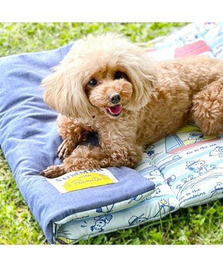 PET PARADISE スヌーピー 夏休み柄 クール ロールマット (90×45cm) 紺（ネイビー・インディゴ）