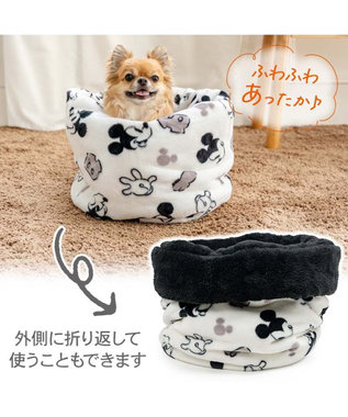 PET PARADISE ディズニー ミッキーマウス 白黒 筒型寝袋 Ｓ ブラック