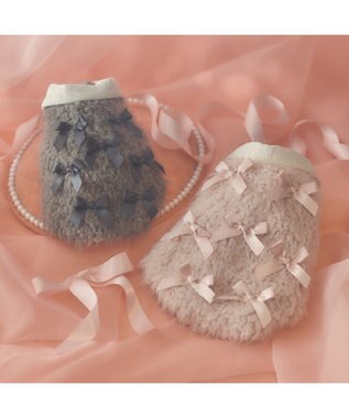 PET PARADISE cherircouture メニーリボンファーベスト 《グレー》 小型犬 グレー
