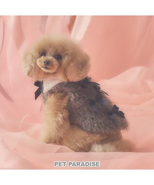  cherircouture メニーリボンファーベスト 《グレー》 小型犬