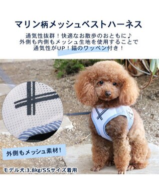 PET PARADISE 犬 ハーネス メッシュ ベスト ハーネス 【４Ｓ~３Ｓ】小花柄 ／マリン柄 マリン