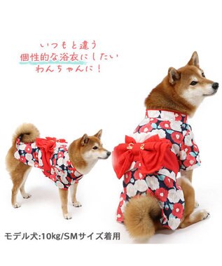 PET PARADISE 犬の服 夏 犬服 浴衣 椿柄 赤 【中型犬】 【大型犬】 赤