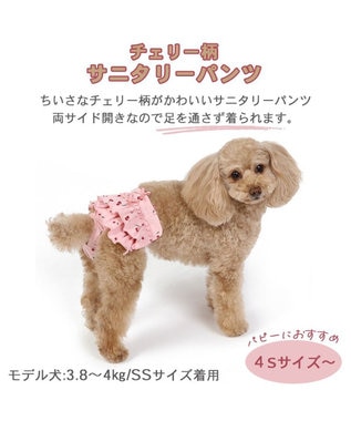 PET PARADISE 犬の服 犬 サニタリーパンツ 【小型犬】 チェリー柄 ピンク（淡）