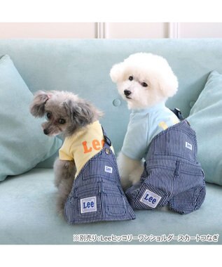 PET PARADISE Lee ワンショルダー パンツつなぎ 《ヒッコリー》 小型犬 ライトブルー