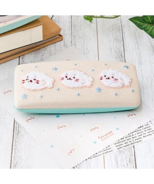 Mother garden しろたん クロス付 サガラ刺繍 眼鏡ケース 《しろたん》 単品 しろたん