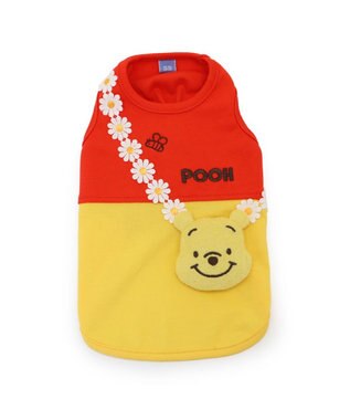 PET PARADISE ディズニー くまのプーさん タンクトップ 《お花ストラップ》 小型犬 イエロー×レッド